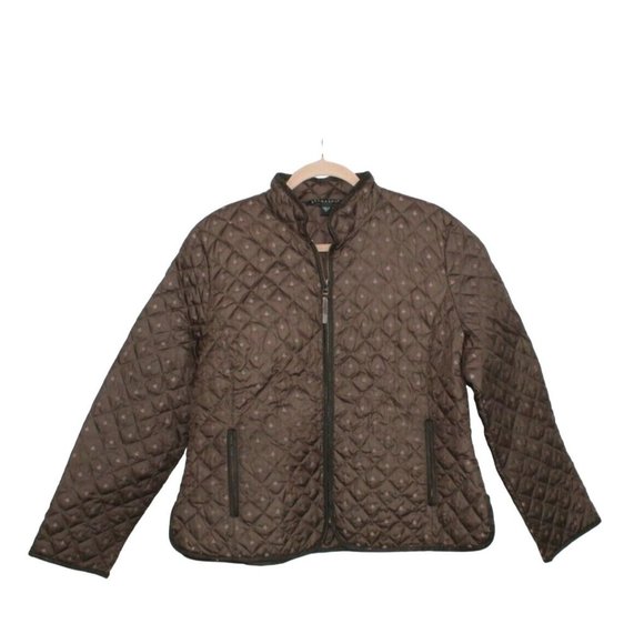 Vintage Bernardo Brown Polyester Full Zip Quilted Down Jacket Size XL - Picture 1 of 10
